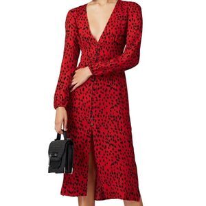 CAARA dress midi leopard print long sleeve NWT sz M